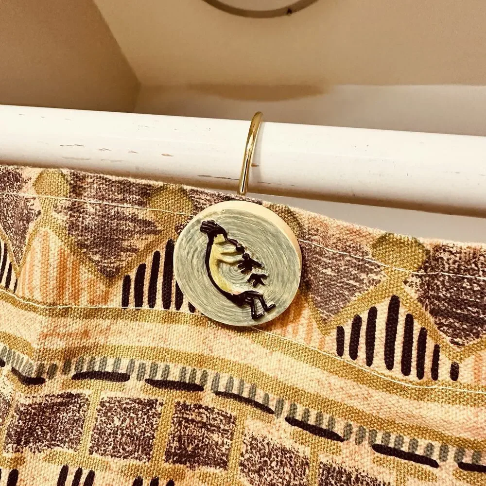 Vohann Southwestern Kokopelli Shower Curtain And Hooks 66X72 Terracotta Cotton